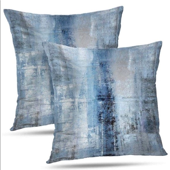 Blue and Grey Abstract Throw Pillow Cushion Covers - Picture 3 of 3